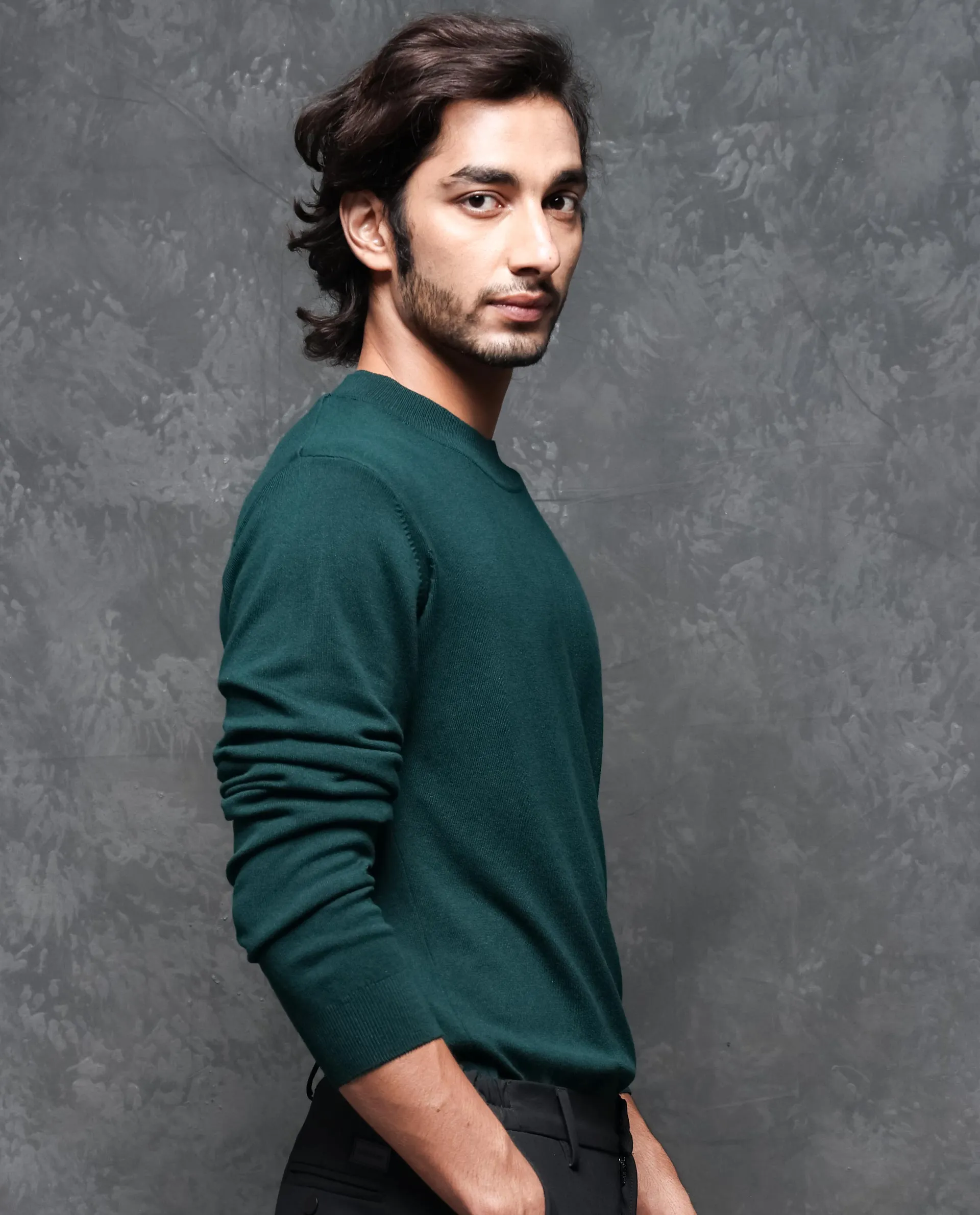 Rare Rabbit Mens Alfo 1 Green Sweater Viscose Nylon Fabric High Neck Knitted Full Sleeves Fitted