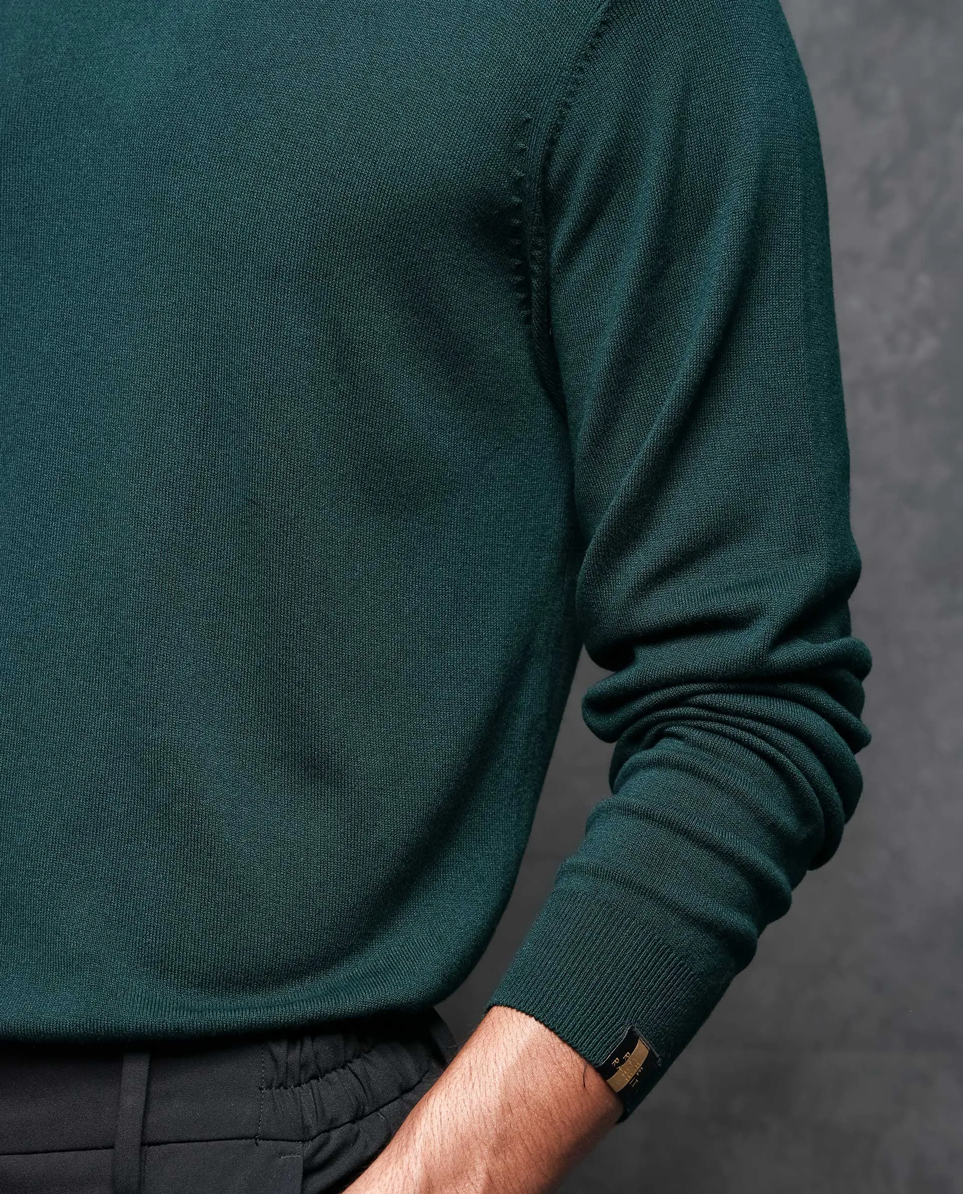 Rare Rabbit Mens Alfo 1 Green Sweater Viscose Nylon Fabric High Neck Knitted Full Sleeves Fitted