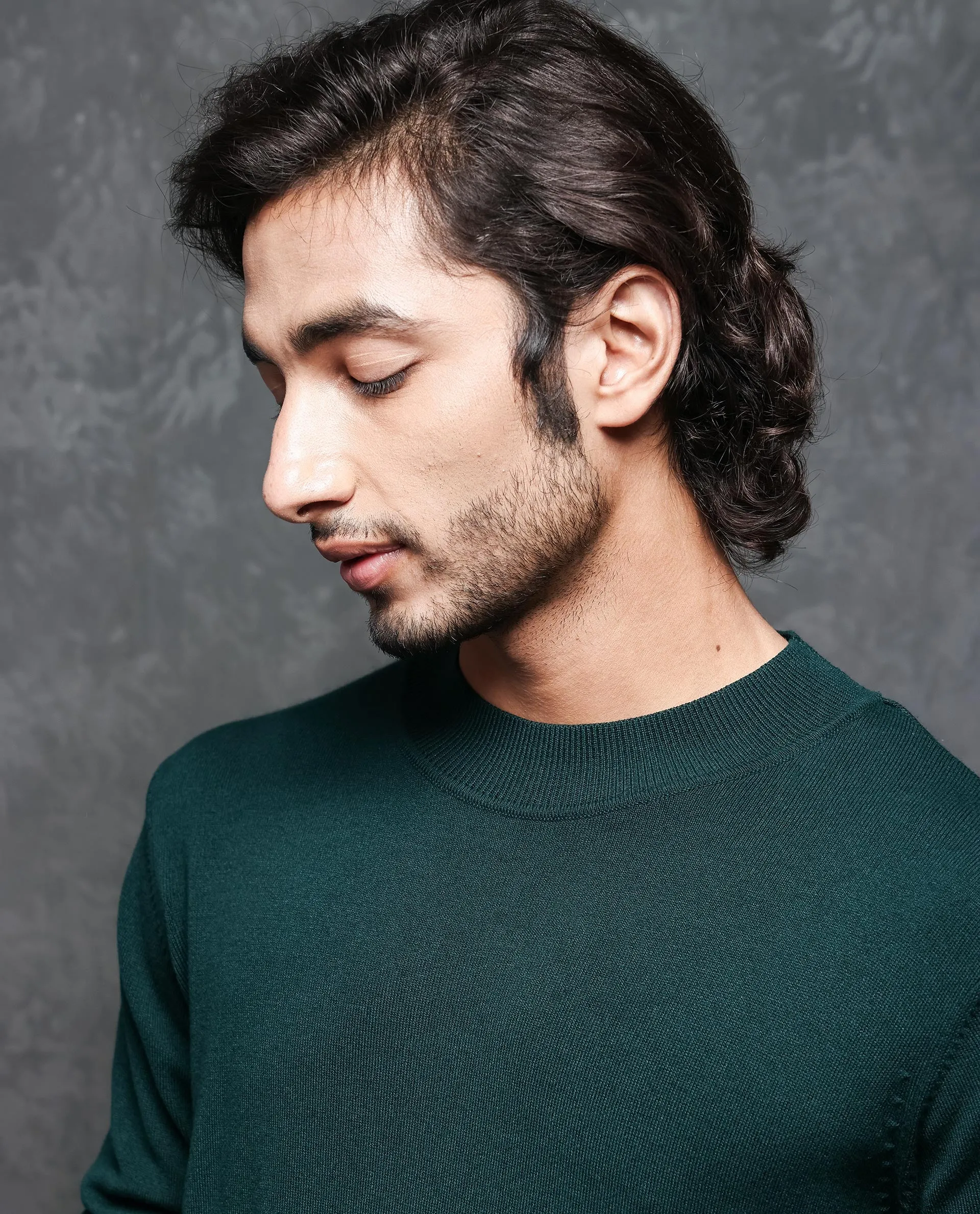 Rare Rabbit Mens Alfo 1 Green Sweater Viscose Nylon Fabric High Neck Knitted Full Sleeves Fitted