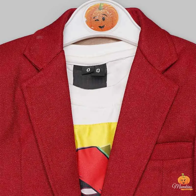 Red & Maroon Party Wear Blazer for Boys