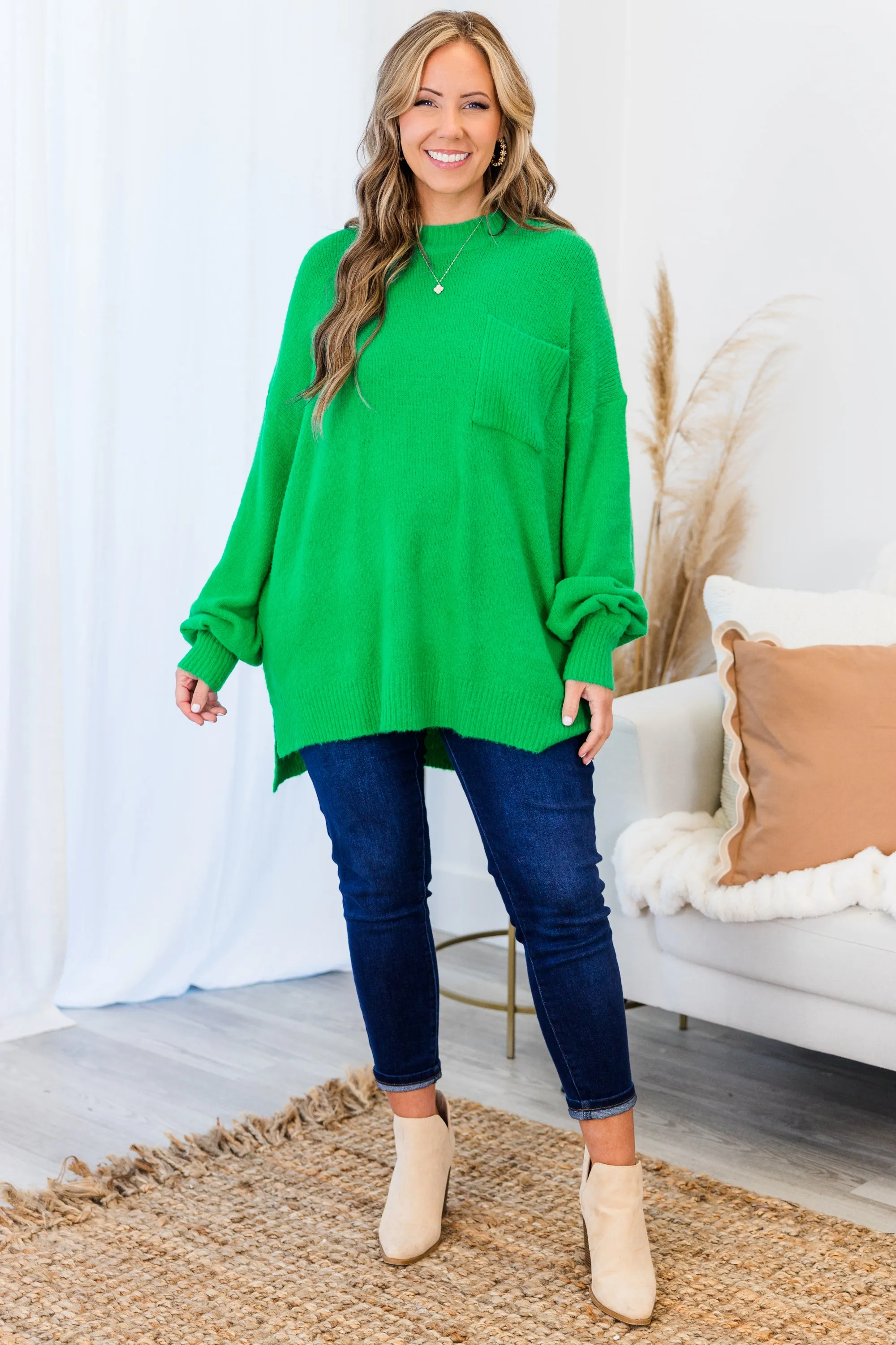 Reliable Love Sweater, Kelly Green