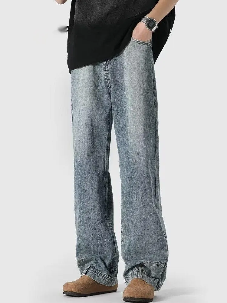 Retro High Street Jeans – Straight-Leg Loose Cotton Trousers for Couples