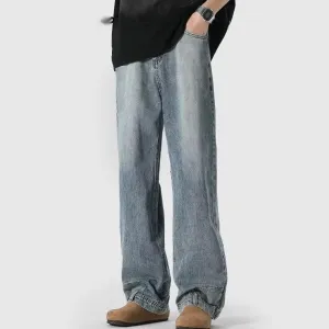 Retro High Street Jeans – Straight-Leg Loose Cotton Trousers for Couples