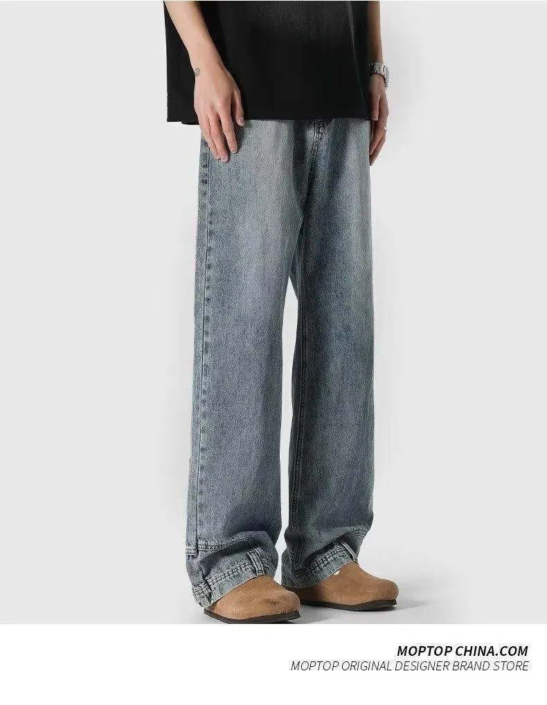 Retro High Street Jeans – Straight-Leg Loose Cotton Trousers for Couples