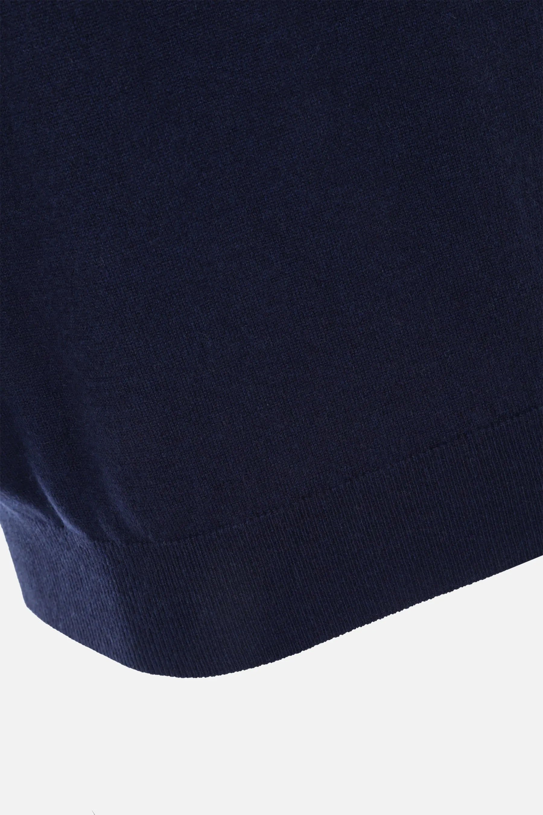 Ribbed Trim Cashmere Pullover