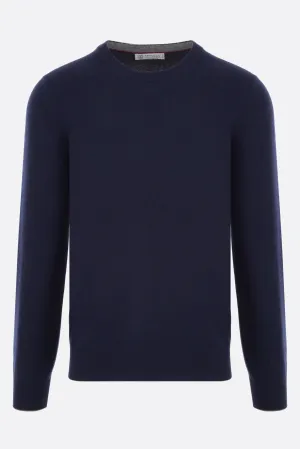 Ribbed Trim Cashmere Pullover