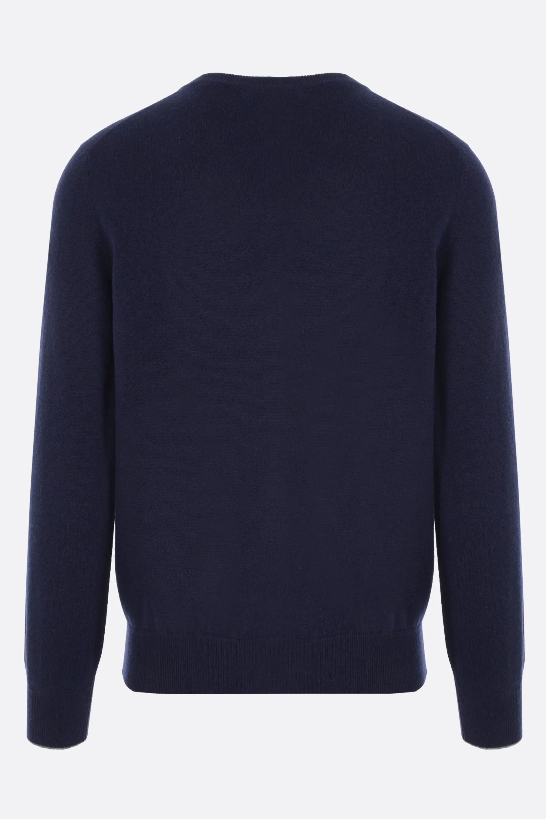 Ribbed Trim Cashmere Pullover