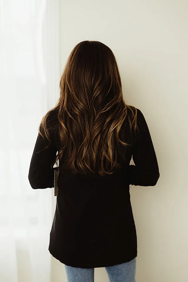 Ruched Sleeve Solid Jacket