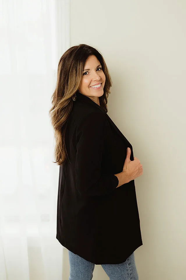 Ruched Sleeve Solid Jacket
