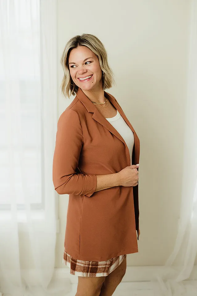 Ruched Sleeve Solid Jacket