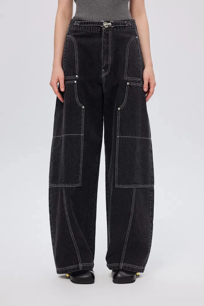 Sam Wide Barrel Leg Jeans in Cotton Denim