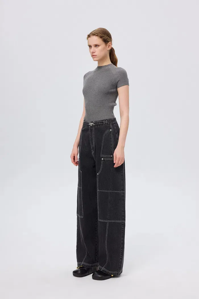 Sam Wide Barrel Leg Jeans in Cotton Denim