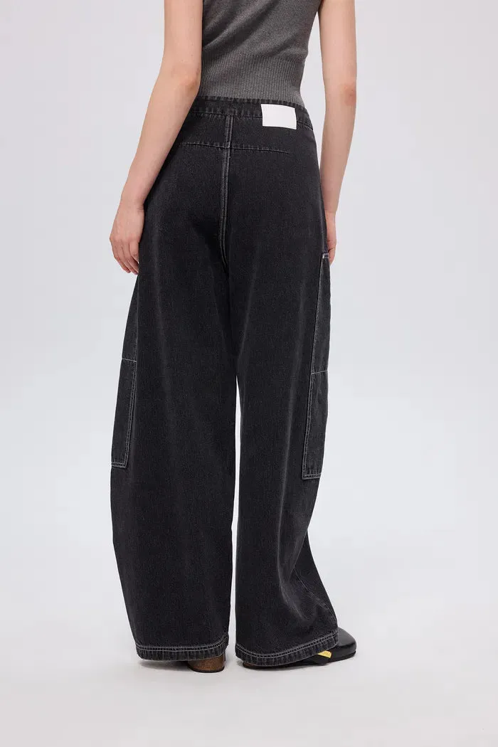 Sam Wide Barrel Leg Jeans in Cotton Denim