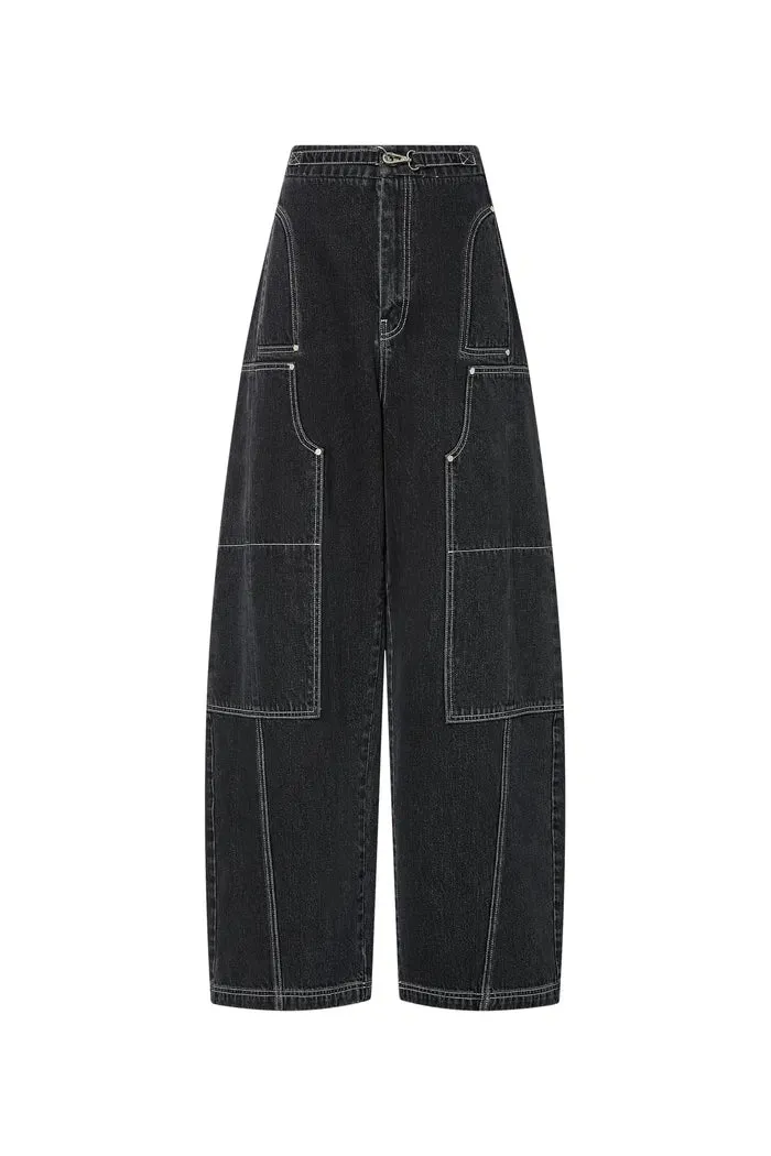Sam Wide Barrel Leg Jeans in Cotton Denim