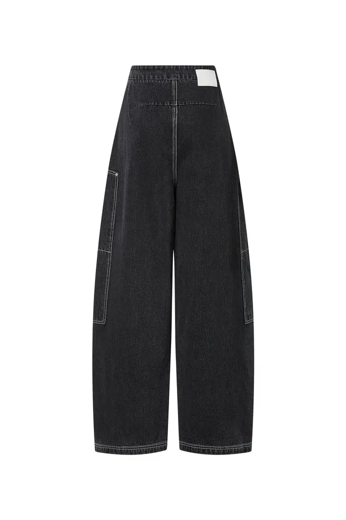 Sam Wide Barrel Leg Jeans in Cotton Denim