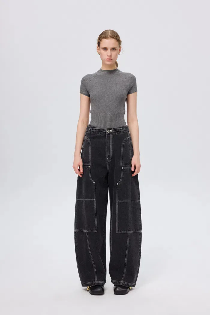 Sam Wide Barrel Leg Jeans in Cotton Denim