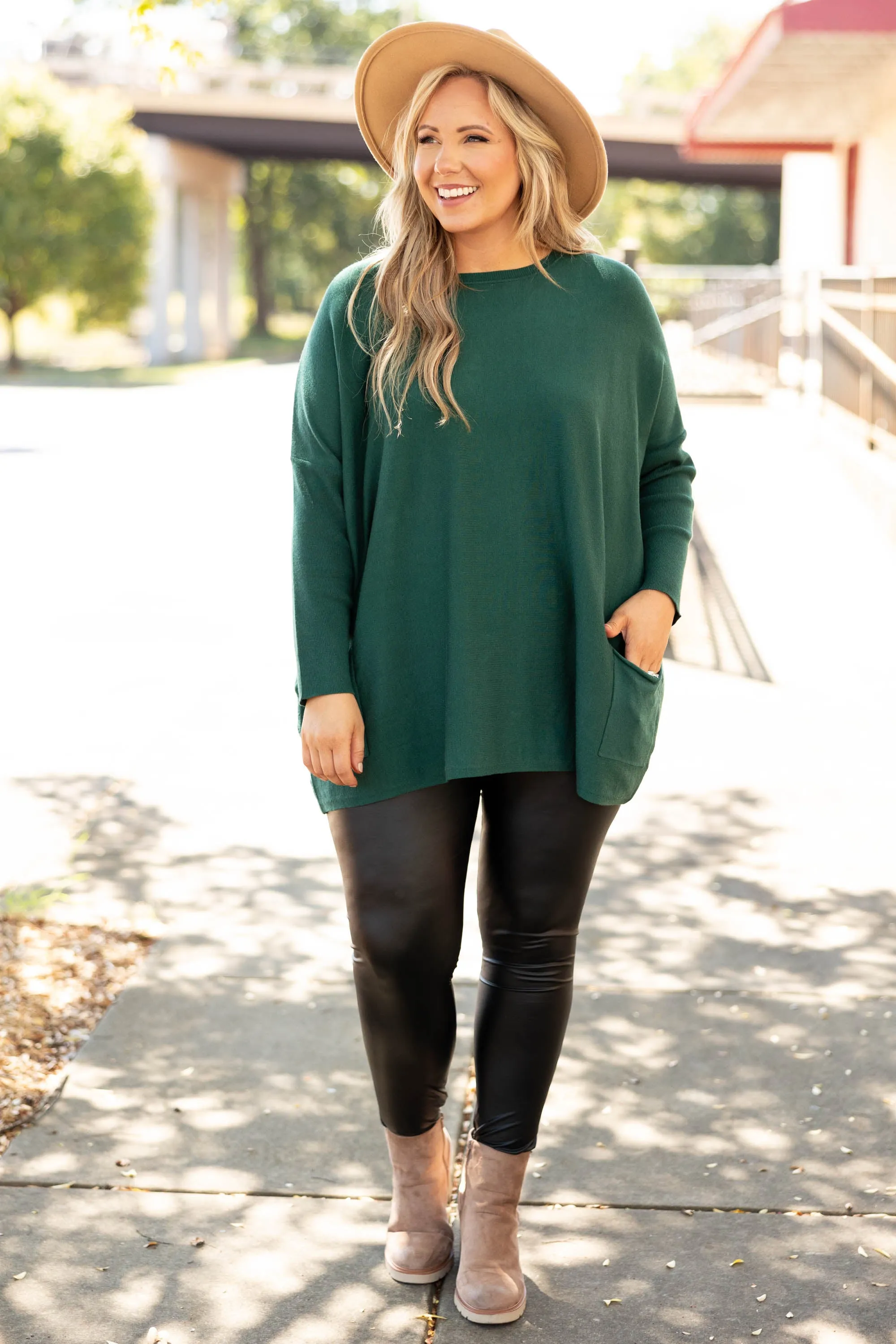 Send Your Approval Tunic, Hunter Green