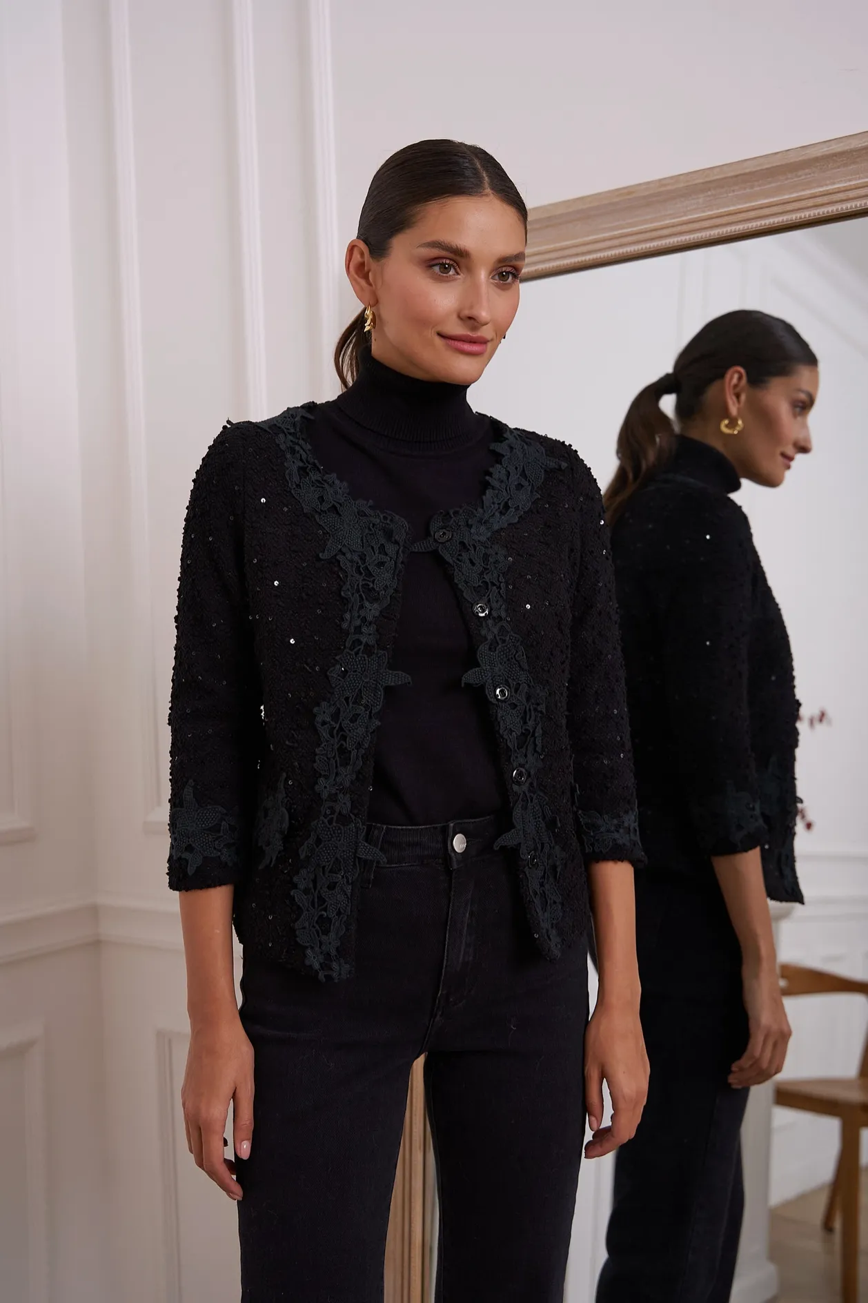 Short Tweed and Lace Jacket