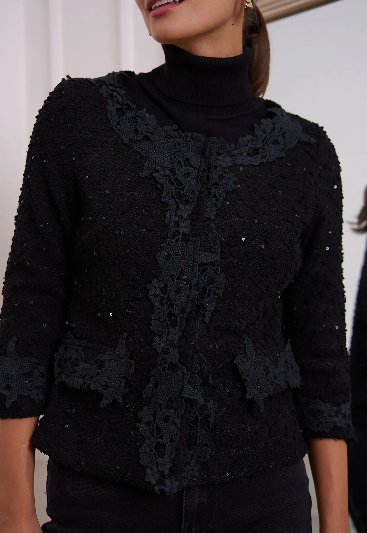 Short Tweed and Lace Jacket