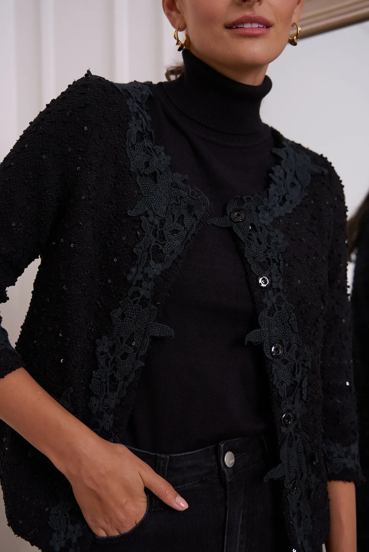 Short Tweed and Lace Jacket