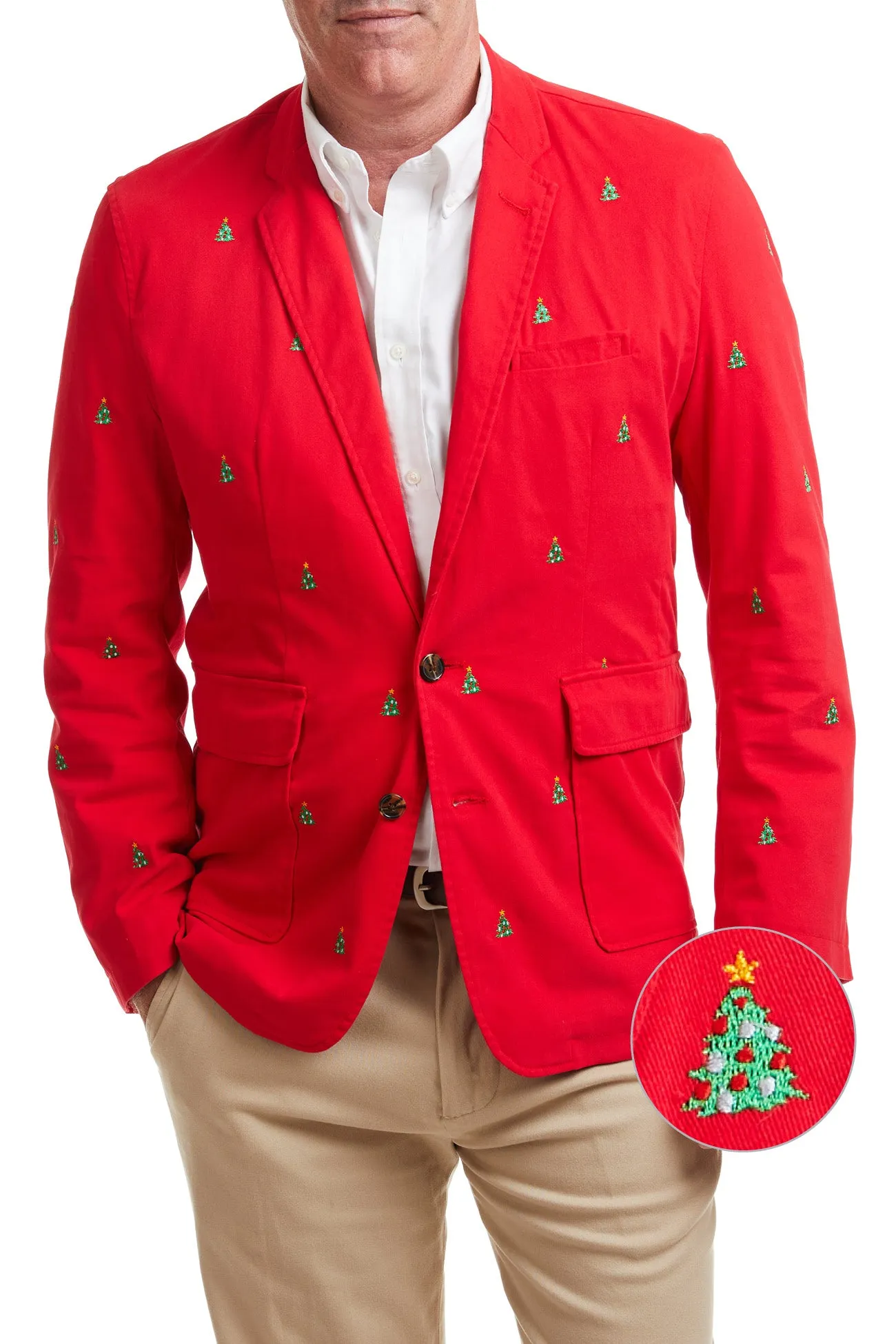 Spinnaker Blazer Bright Red with Christmas Trees
