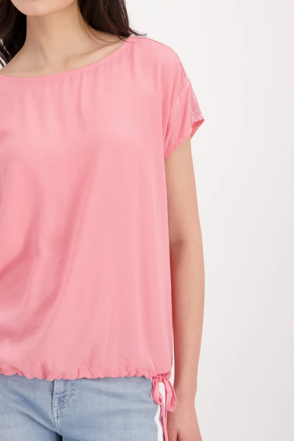 St Barth Blouse with Rhinestone Detail Top | Hibiscus