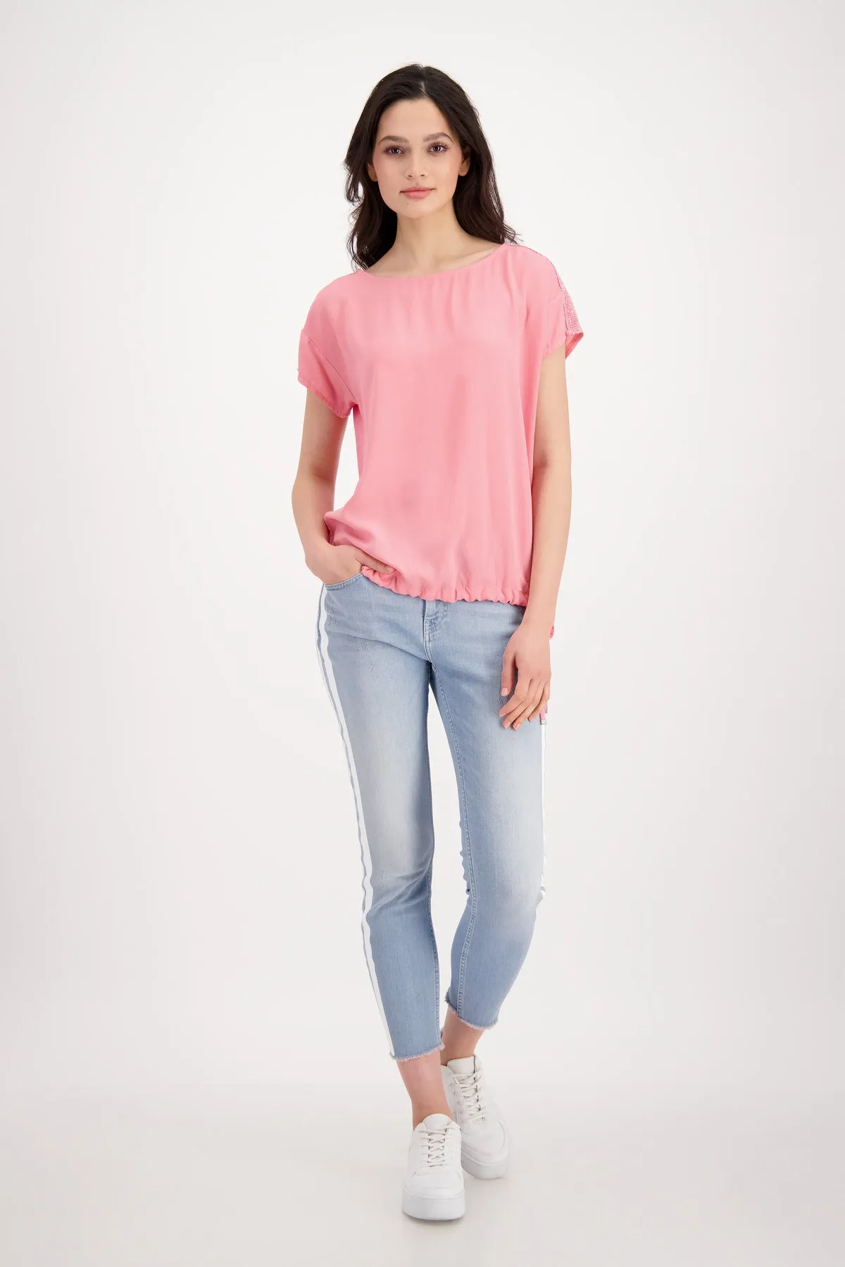 St Barth Blouse with Rhinestone Detail Top | Hibiscus
