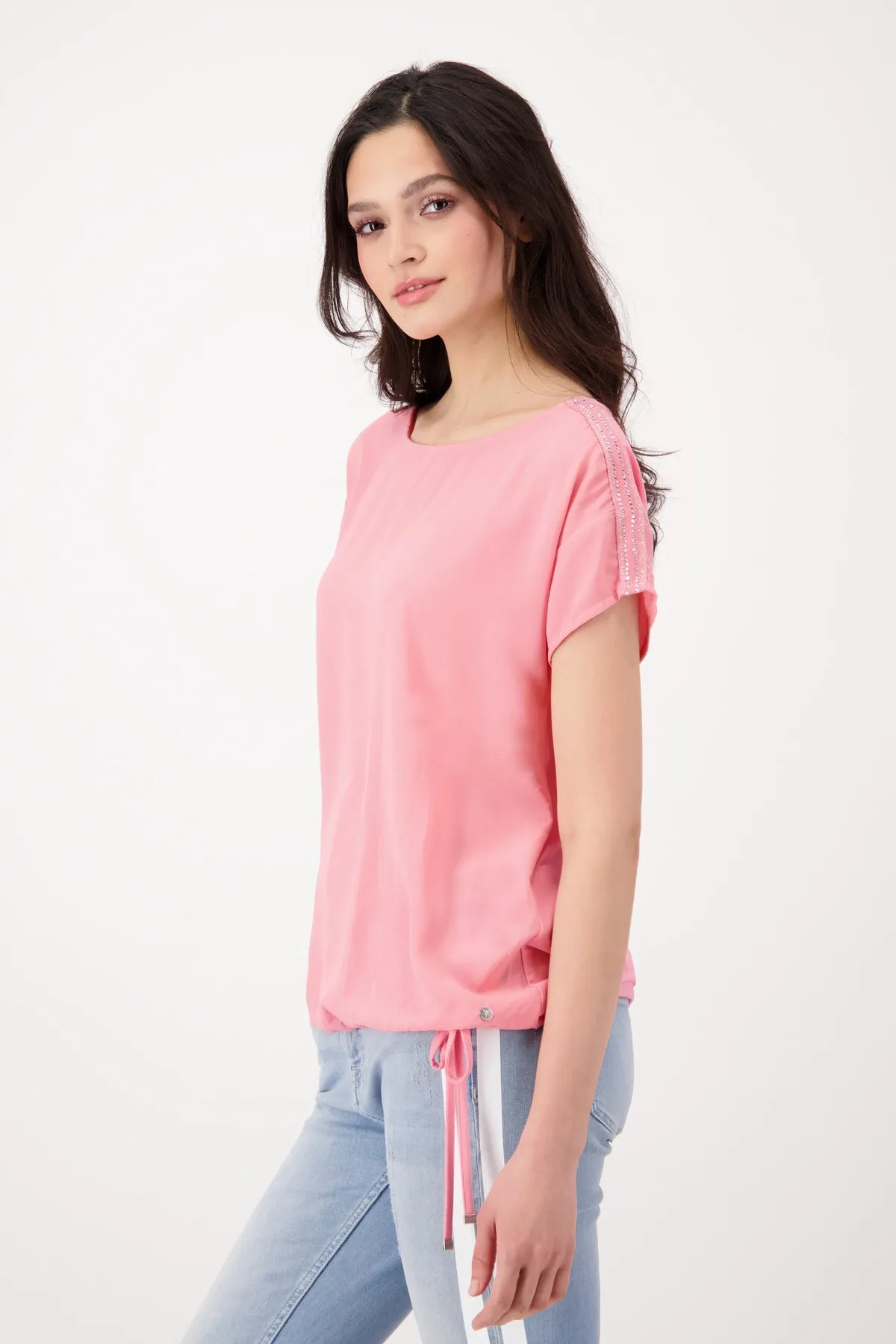 St Barth Blouse with Rhinestone Detail Top | Hibiscus