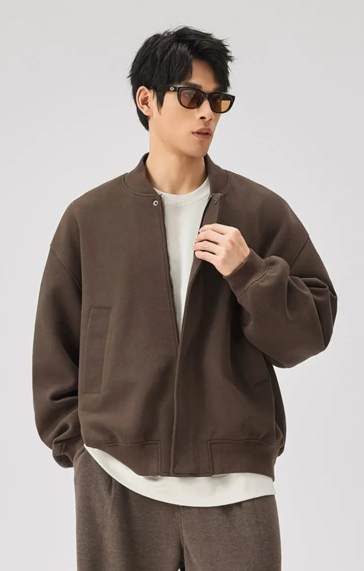 Sweatshirt Zip Bomber Jacket with Front Pockets