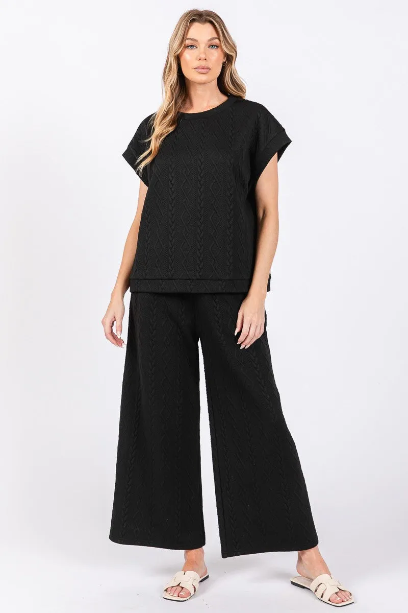 Textured Top And Pants Set
