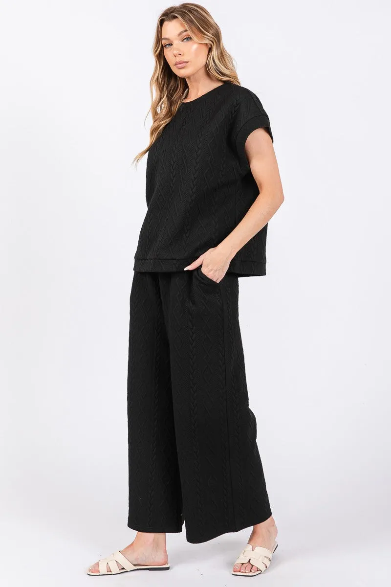Textured Top And Pants Set