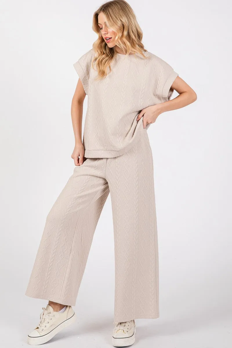 Textured Top And Pants Set