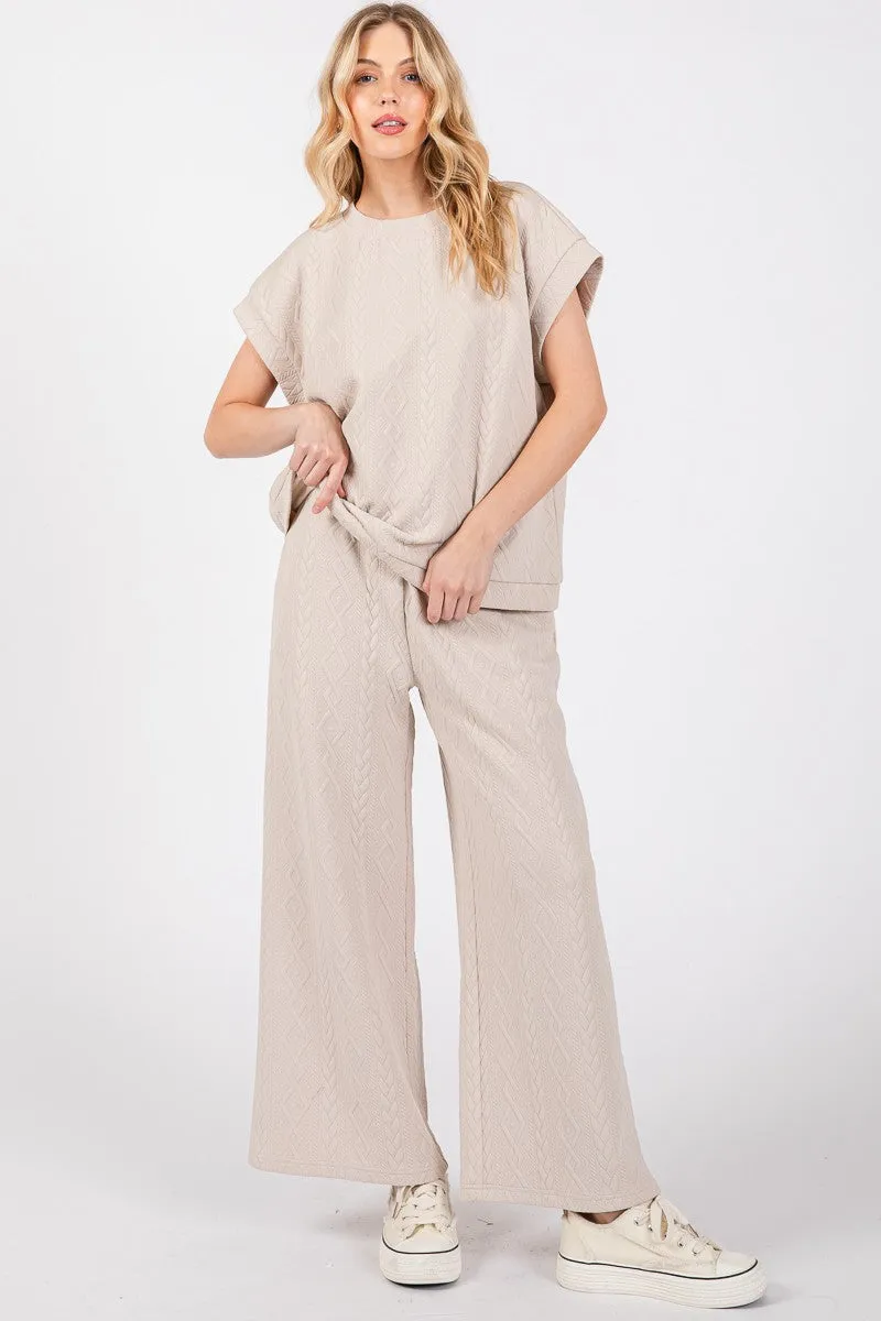 Textured Top And Pants Set