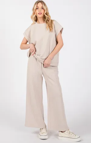 Textured Top And Pants Set
