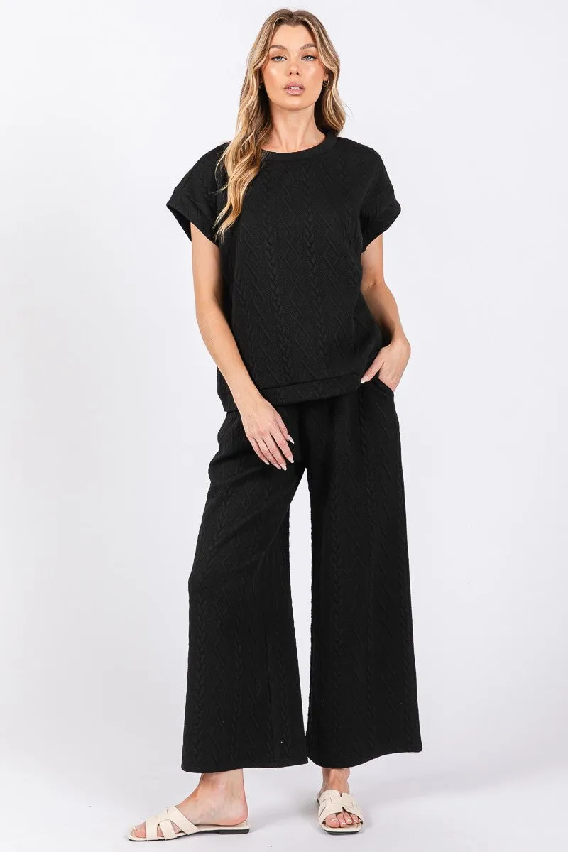 Textured Top And Pants Set