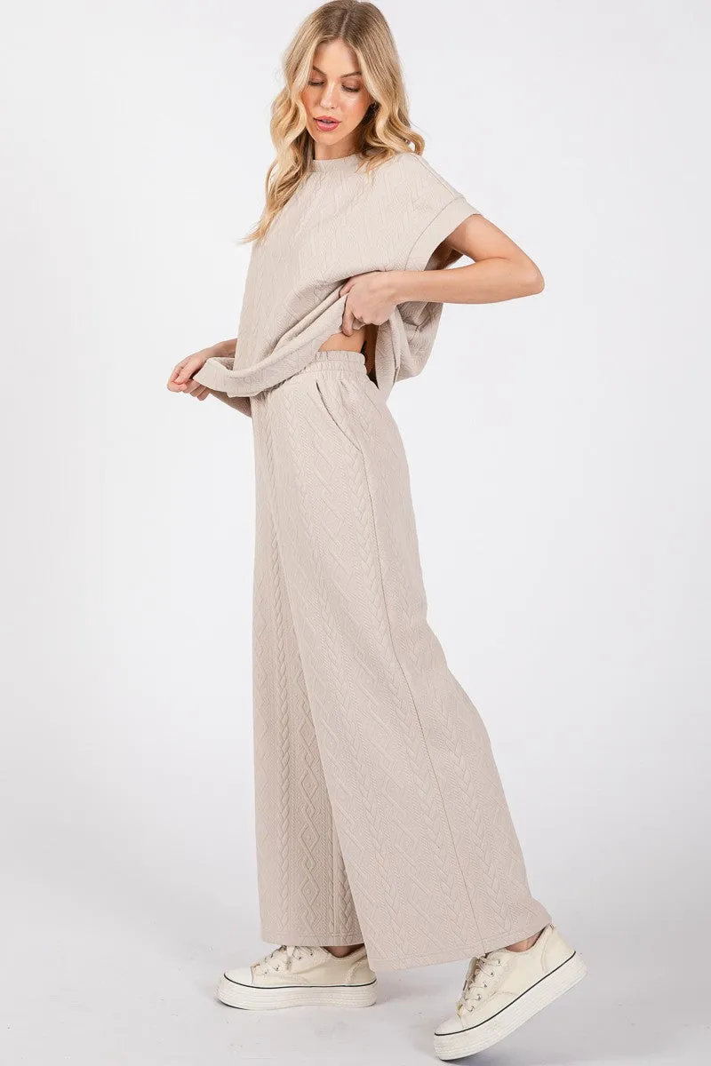 Textured Top And Pants Set