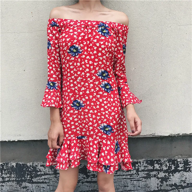 The Ruffles Floral Print Chic Dresses