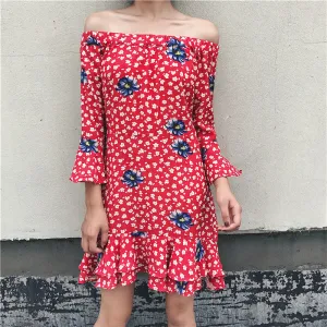 The Ruffles Floral Print Chic Dresses