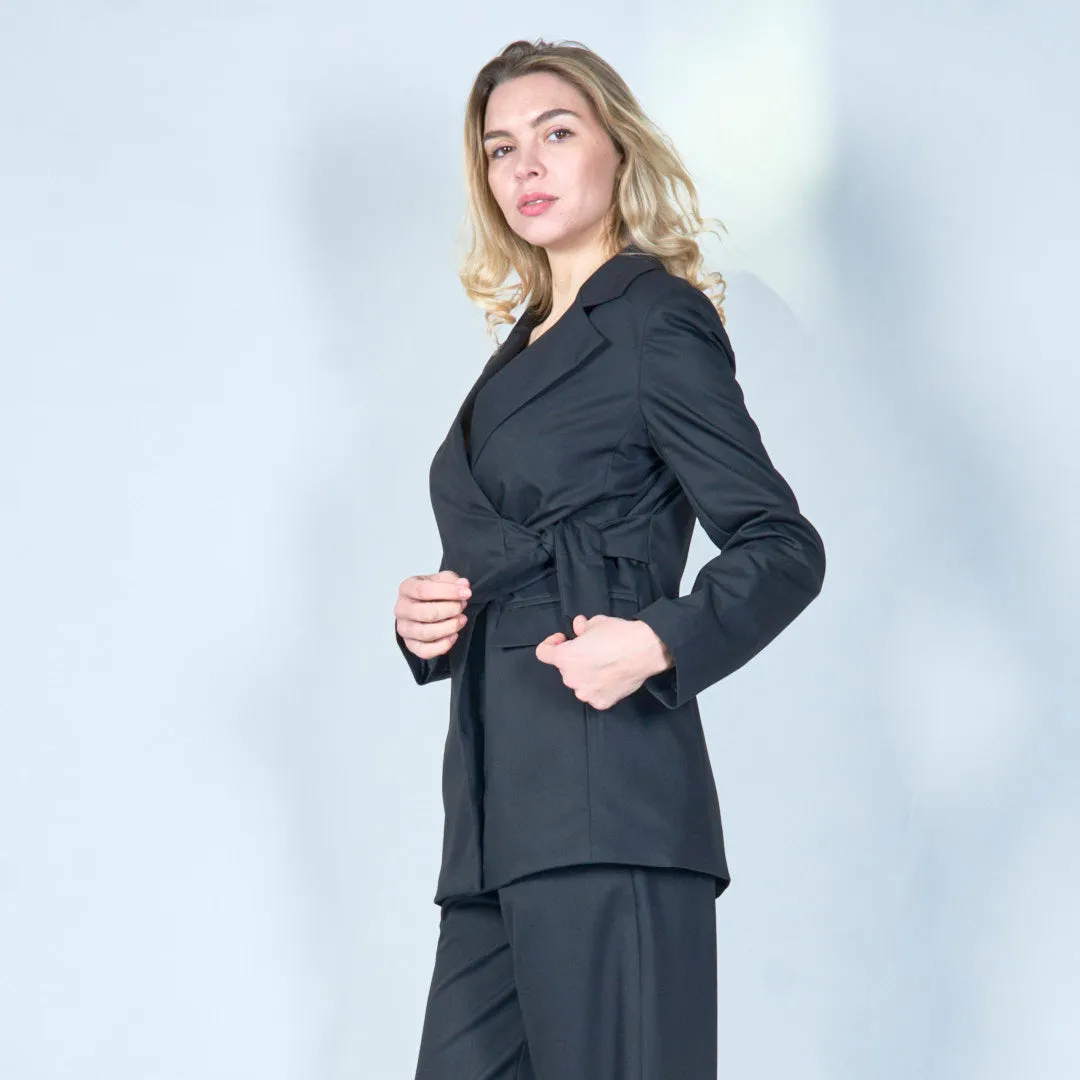 Tie-waist blazer with notched collar wholesale