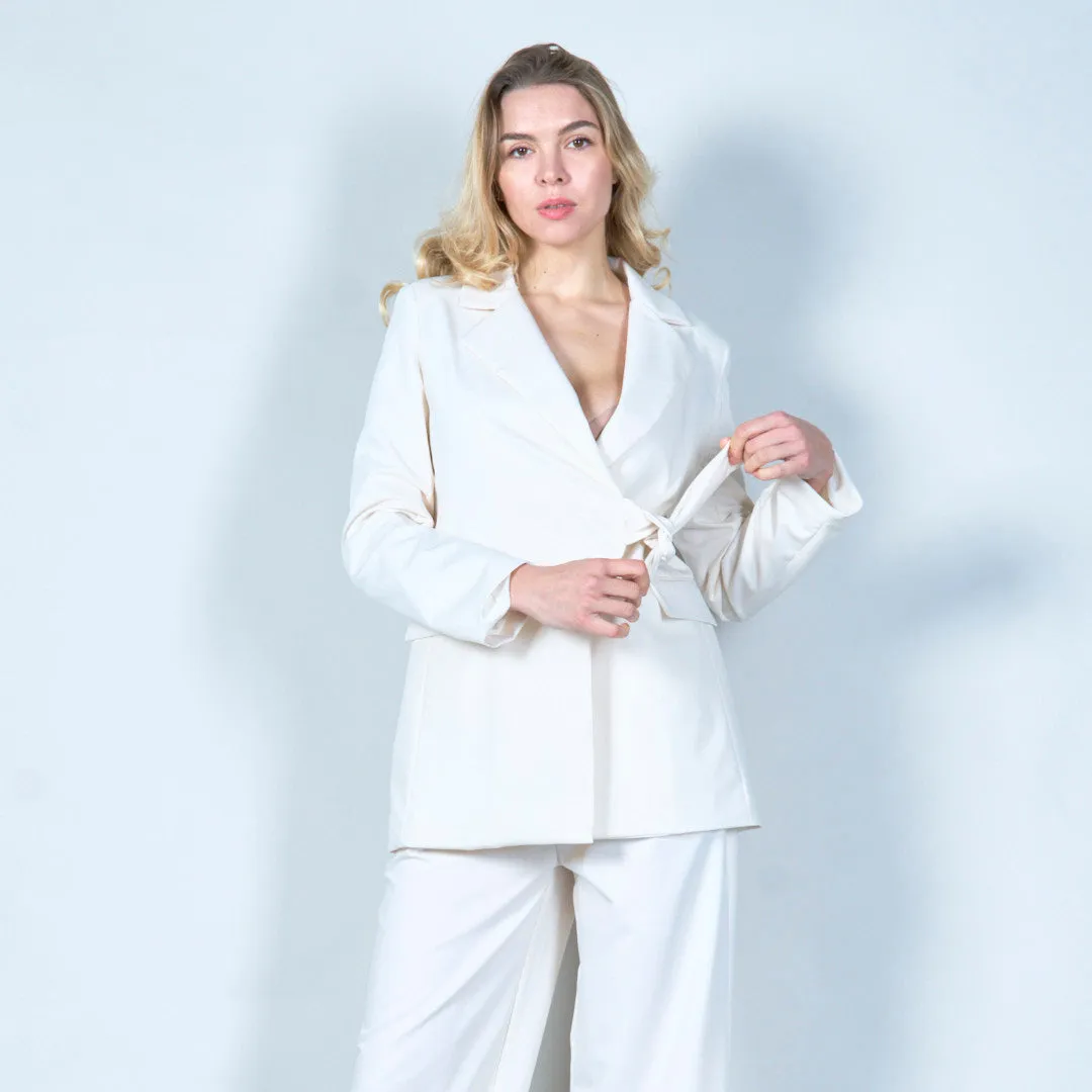 Tie-waist blazer with notched collar wholesale