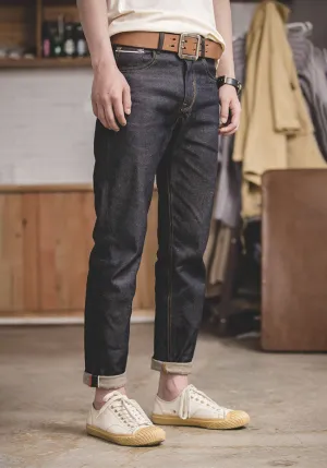 Tooling Retro Casual Pure Denim Straight Heavy Men's Jeans