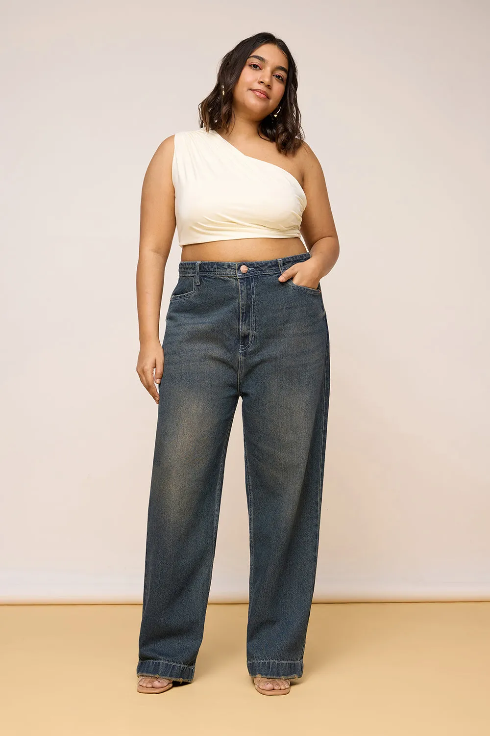 Ultimate Curve Weathered Cobalt Straight Leg Jeans