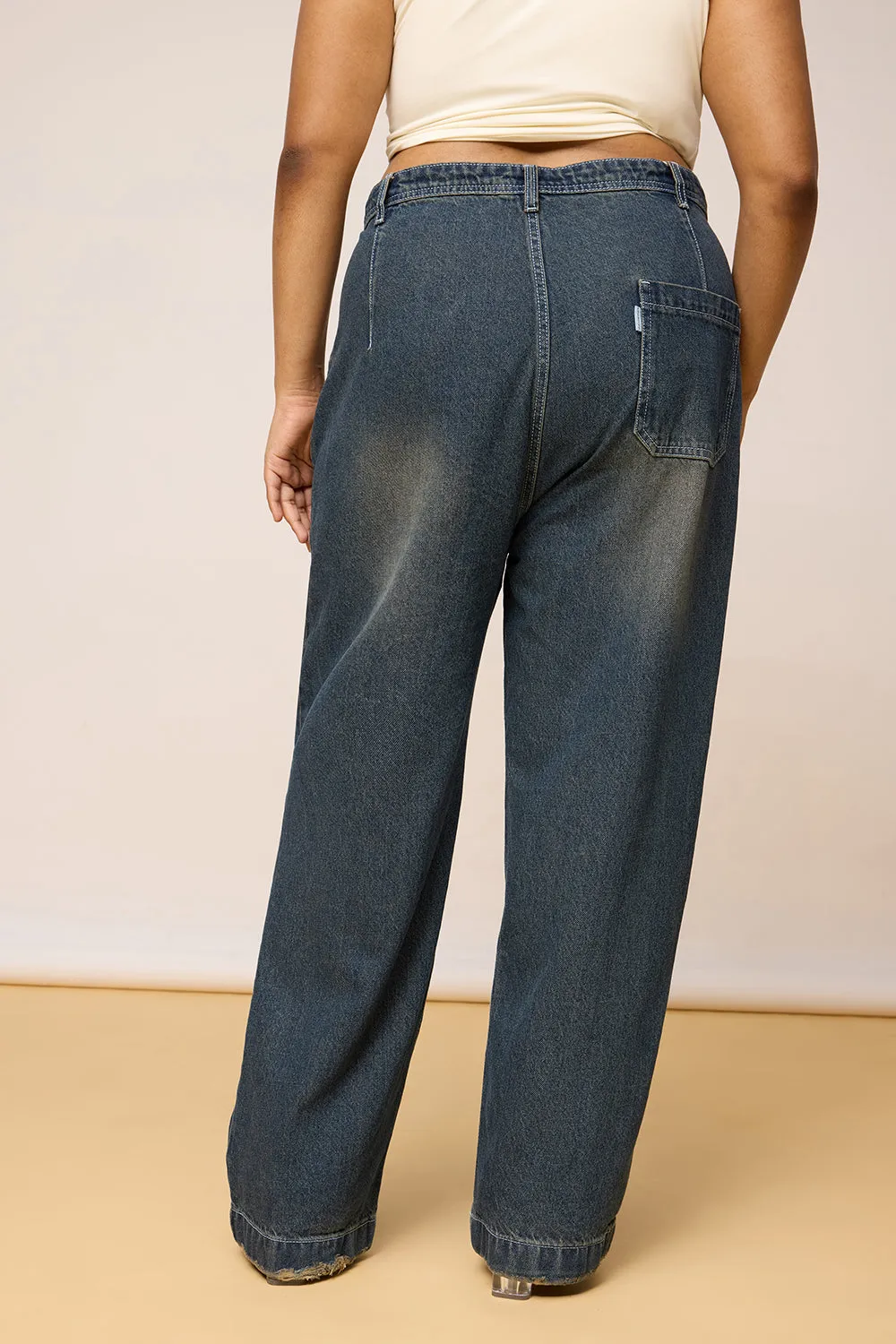 Ultimate Curve Weathered Cobalt Straight Leg Jeans