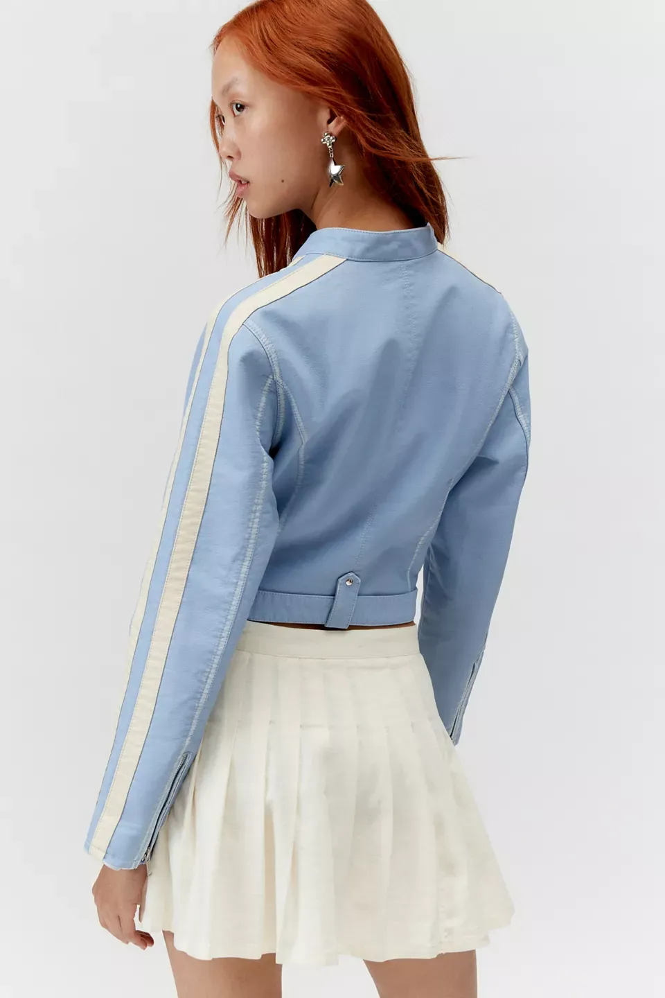 UO Jordan Faux Leather Fitted Racer Moto Jacket by TJS