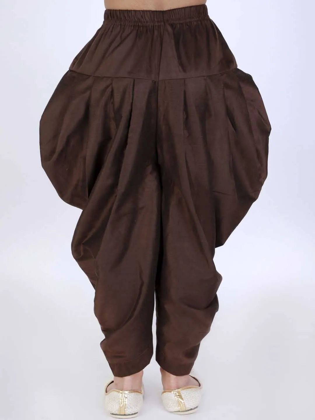 VASTRAMAY Boy's Coffee Brown Solid Relaxed-Fit Dhoti
