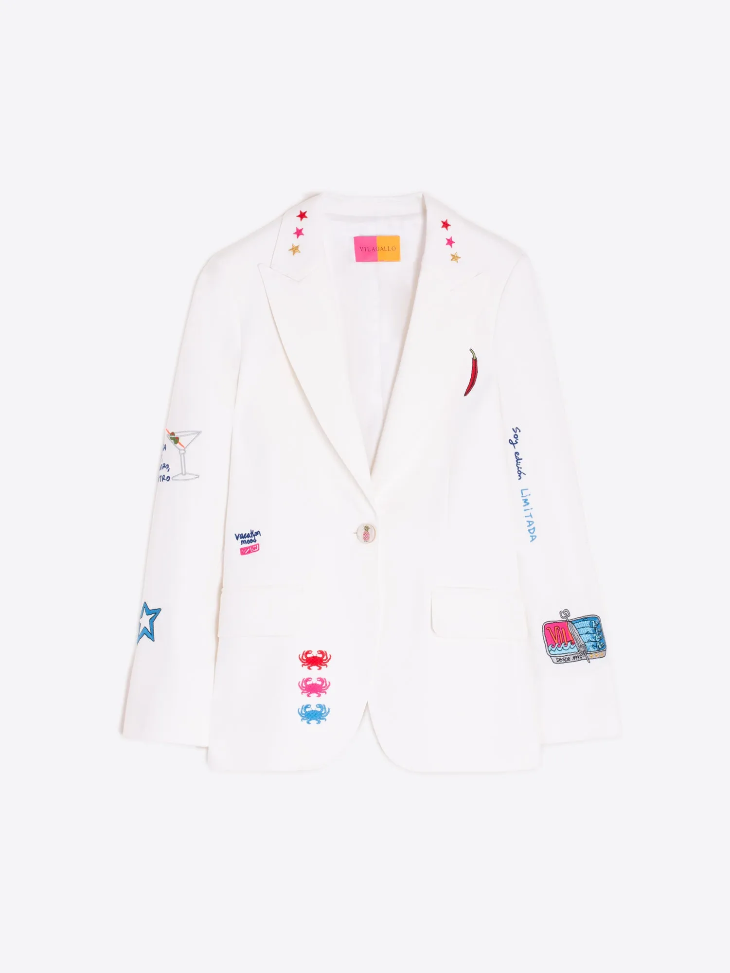Vilagallo Cream Summer Fiesta Single Breasted Blazer