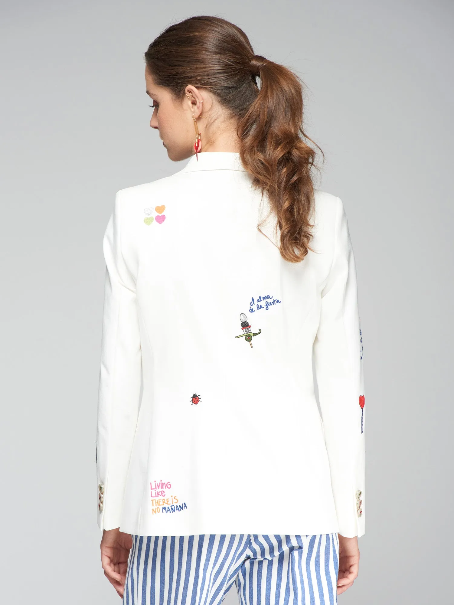Vilagallo Cream Summer Fiesta Single Breasted Blazer