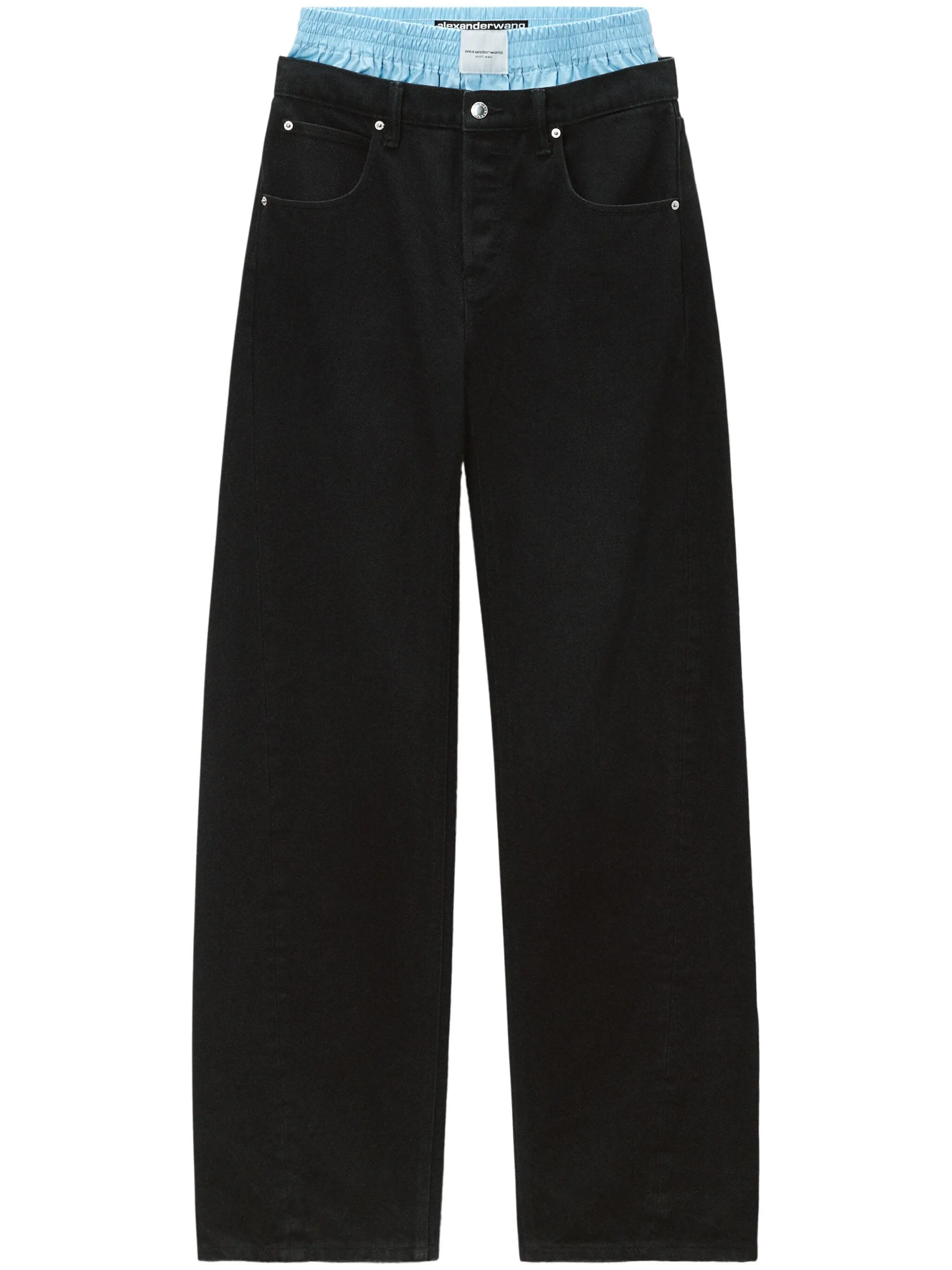 Wide Leg Black Jeans with Rivets