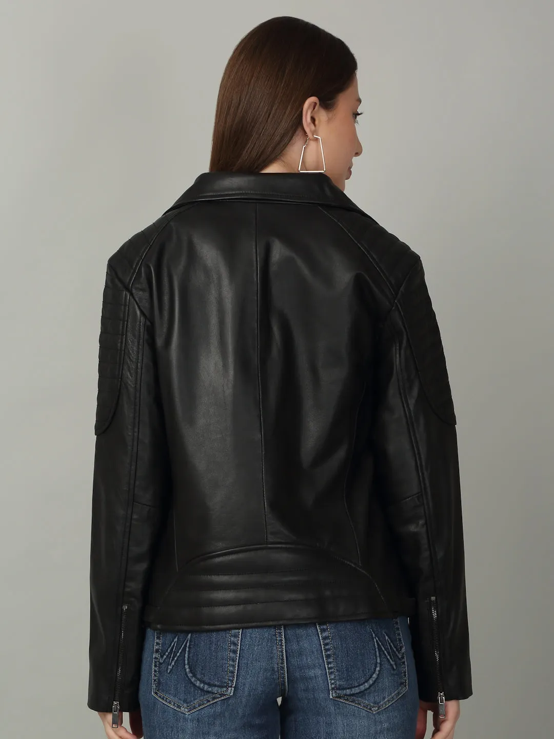Women's Black Leather Biker Jacket