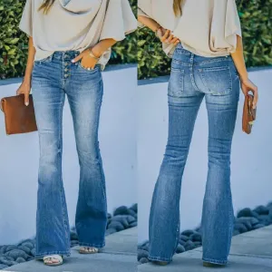 Women's Classic Blue Flared Jeans | Perfect for Everyday Wear